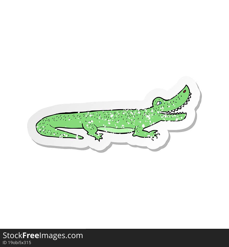 Retro Distressed Sticker Of A Cartoon Happy Crocodile