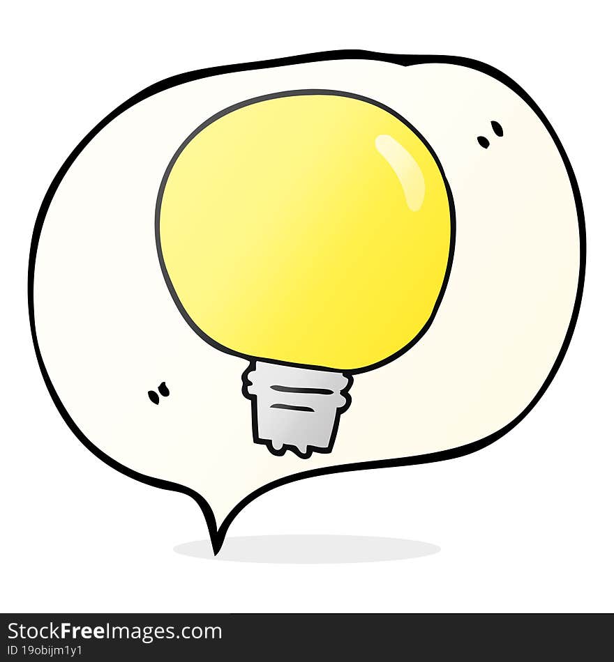 freehand drawn speech bubble cartoon light bulb