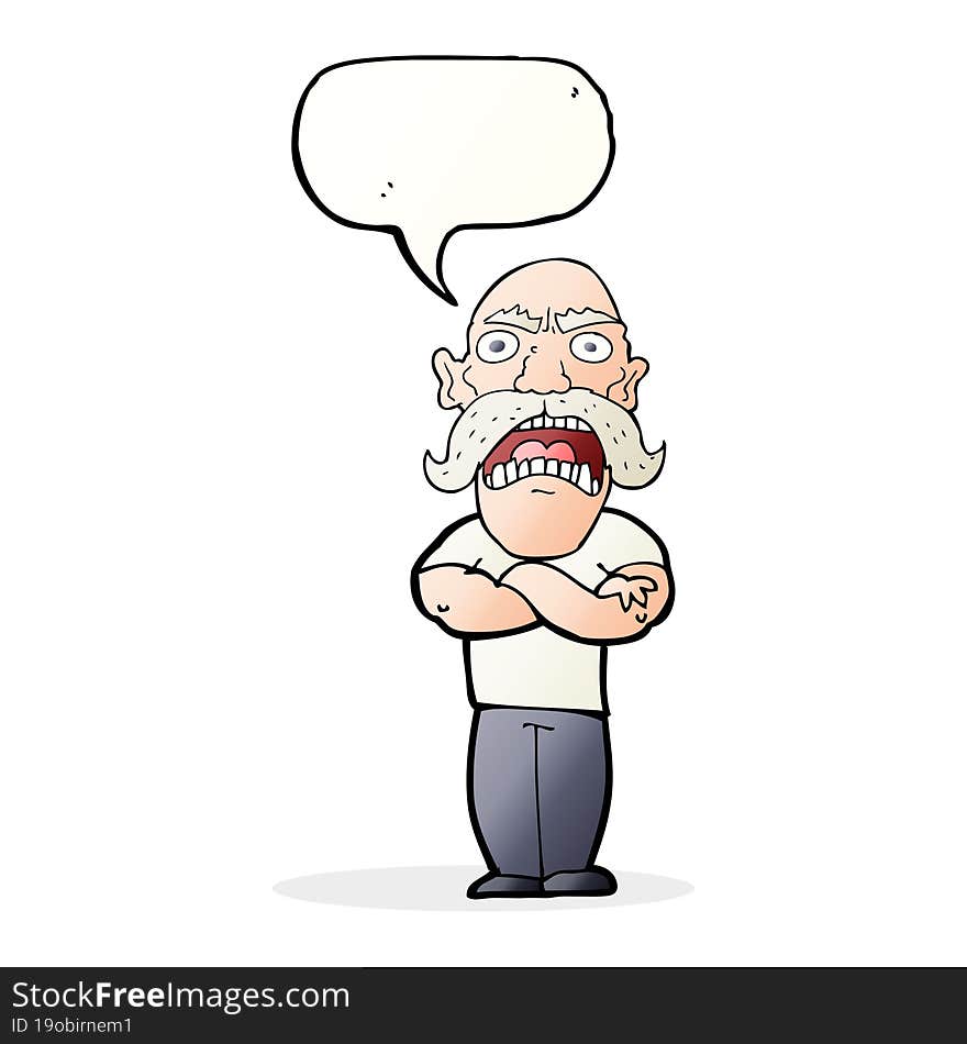 cartoon angry man with speech bubble