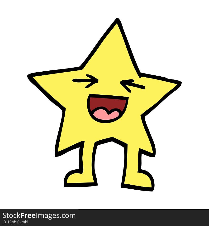 hand drawn doodle style cartoon laughing star character