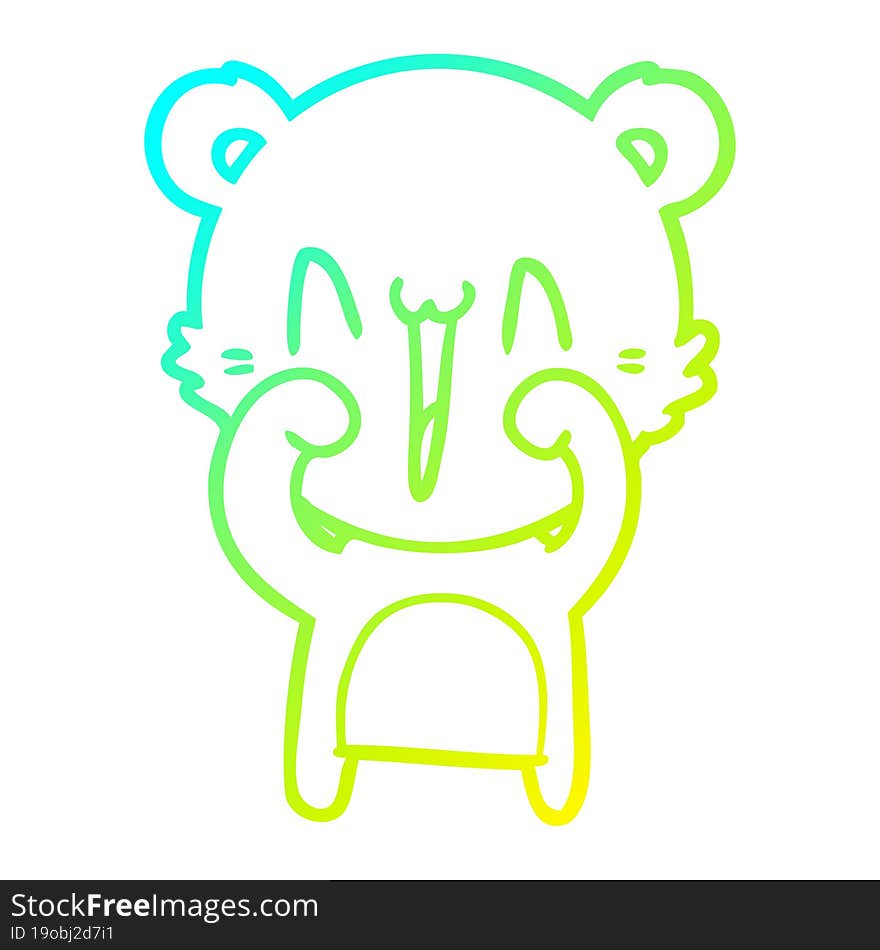 Cold Gradient Line Drawing Happy Polar Bear Cartoon