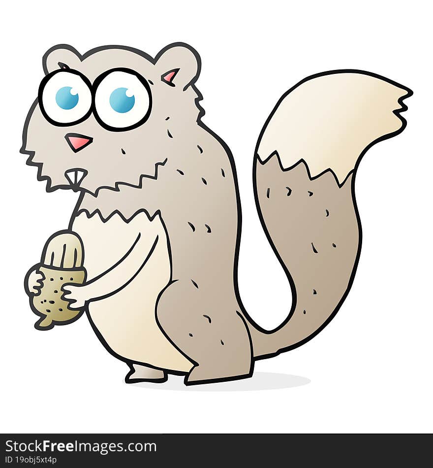 Cartoon Angry Squirrel With Nut