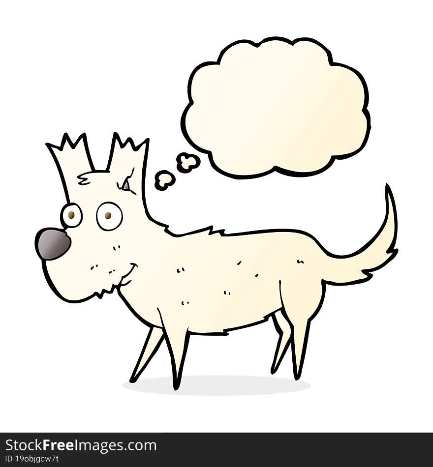 cartoon cute little dog with thought bubble