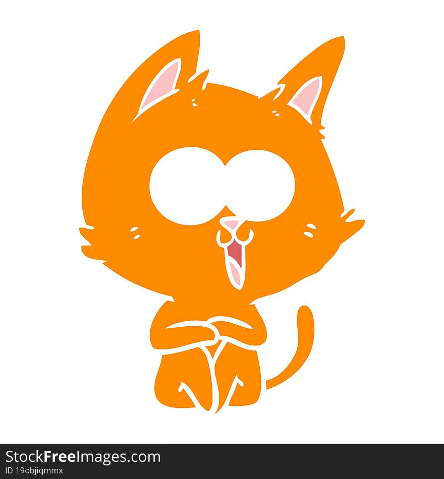 funny flat color style cartoon cat