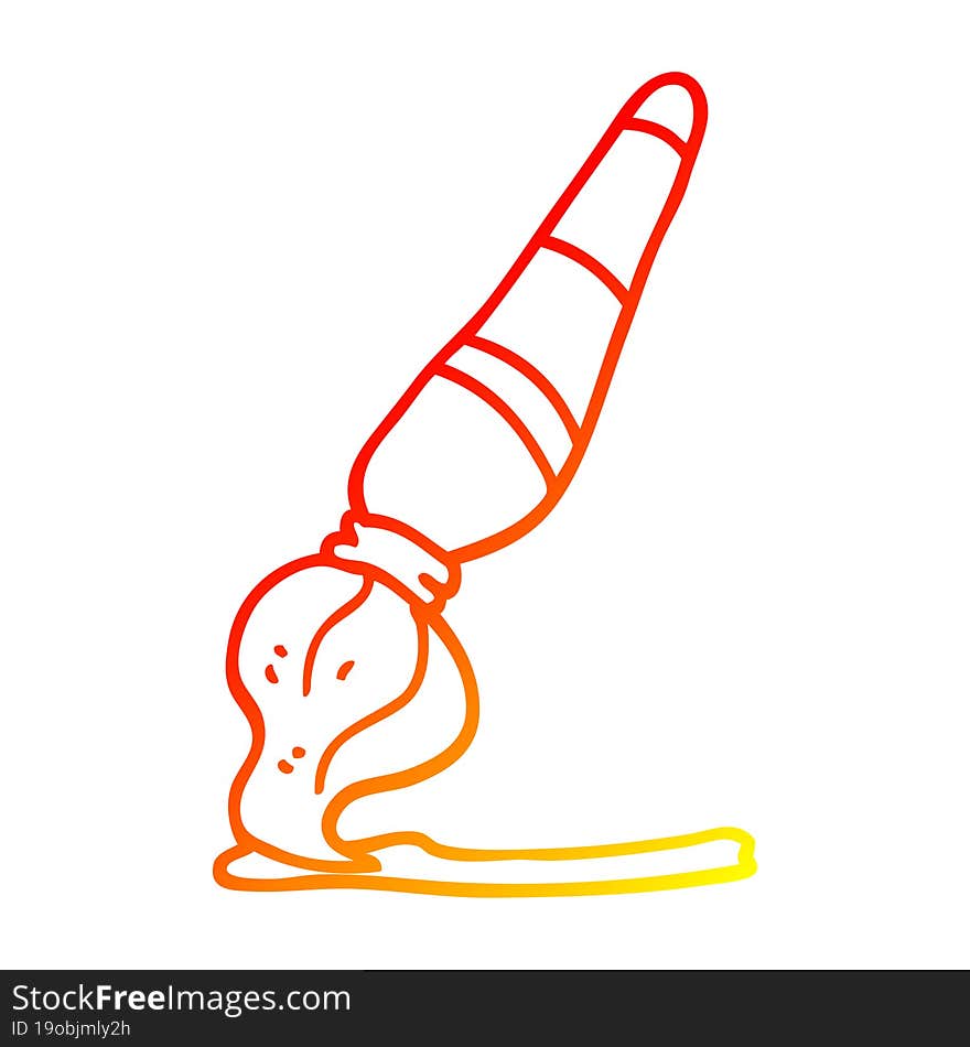 warm gradient line drawing of a cartoon art paint brush