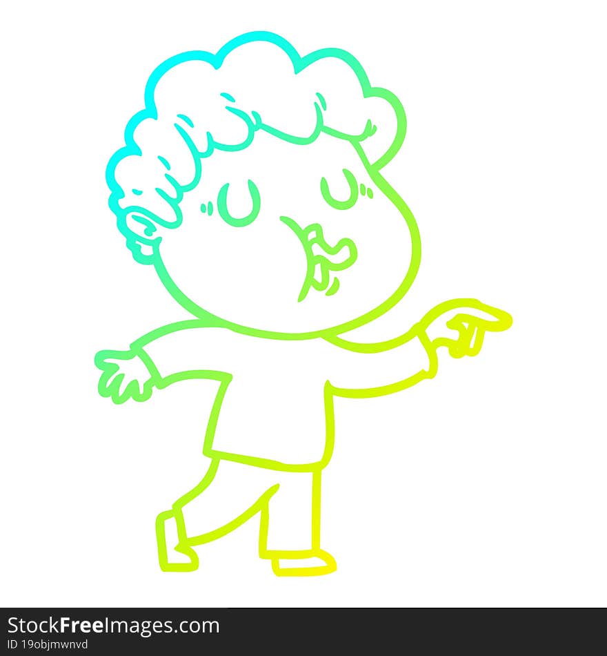 cold gradient line drawing cartoon man singing