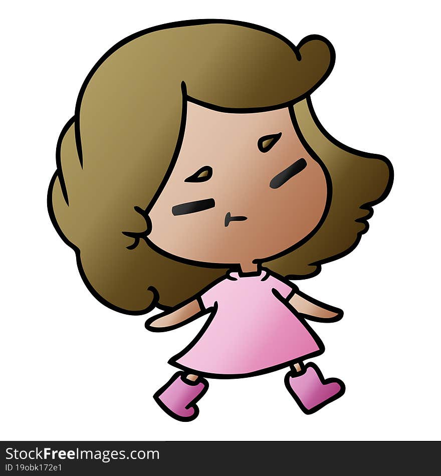 gradient cartoon illustration of a cute kawaii girl. gradient cartoon illustration of a cute kawaii girl