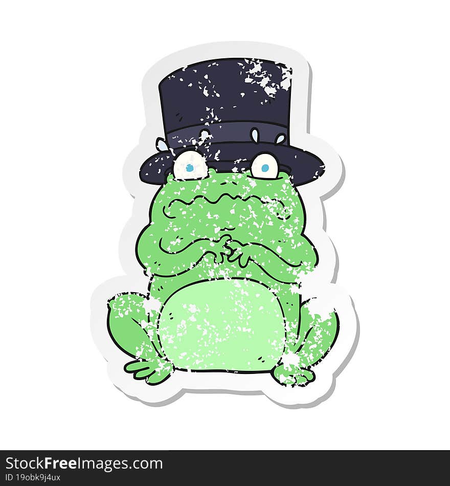 retro distressed sticker of a cartoon wealthy toad