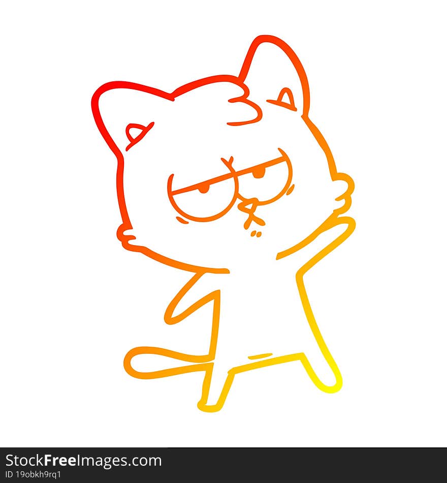 Warm Gradient Line Drawing Bored Cartoon Cat