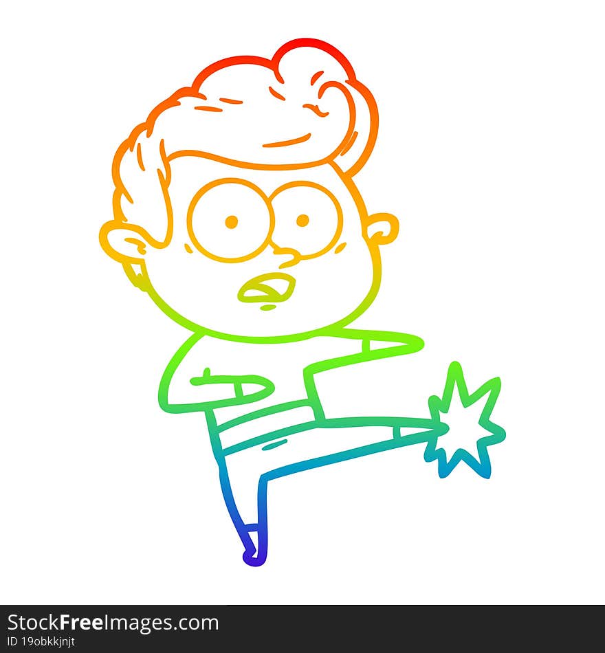 rainbow gradient line drawing cartoon staring man