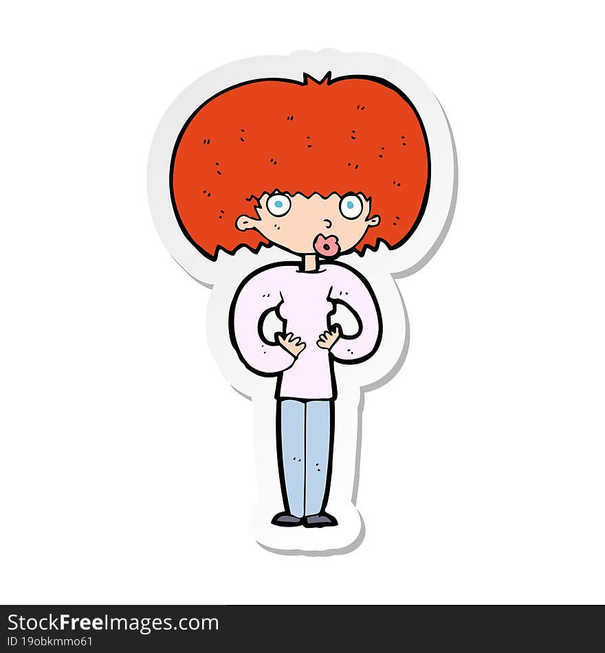 sticker of a cartoon surprised woman