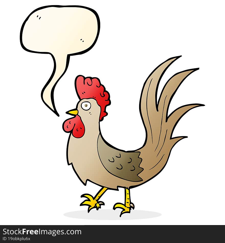 Cartoon Cockerel With Speech Bubble