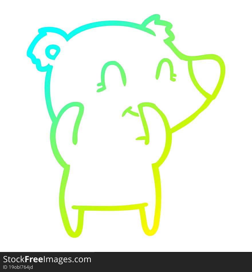 cold gradient line drawing giggling polar bear cartoon