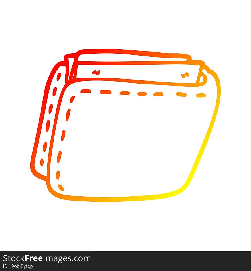 Warm Gradient Line Drawing Cartoon Wallet Full Of Cash