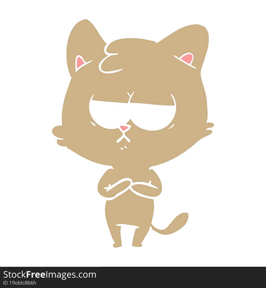 bored flat color style cartoon cat