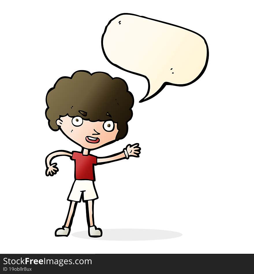 cartoon sporty person with speech bubble