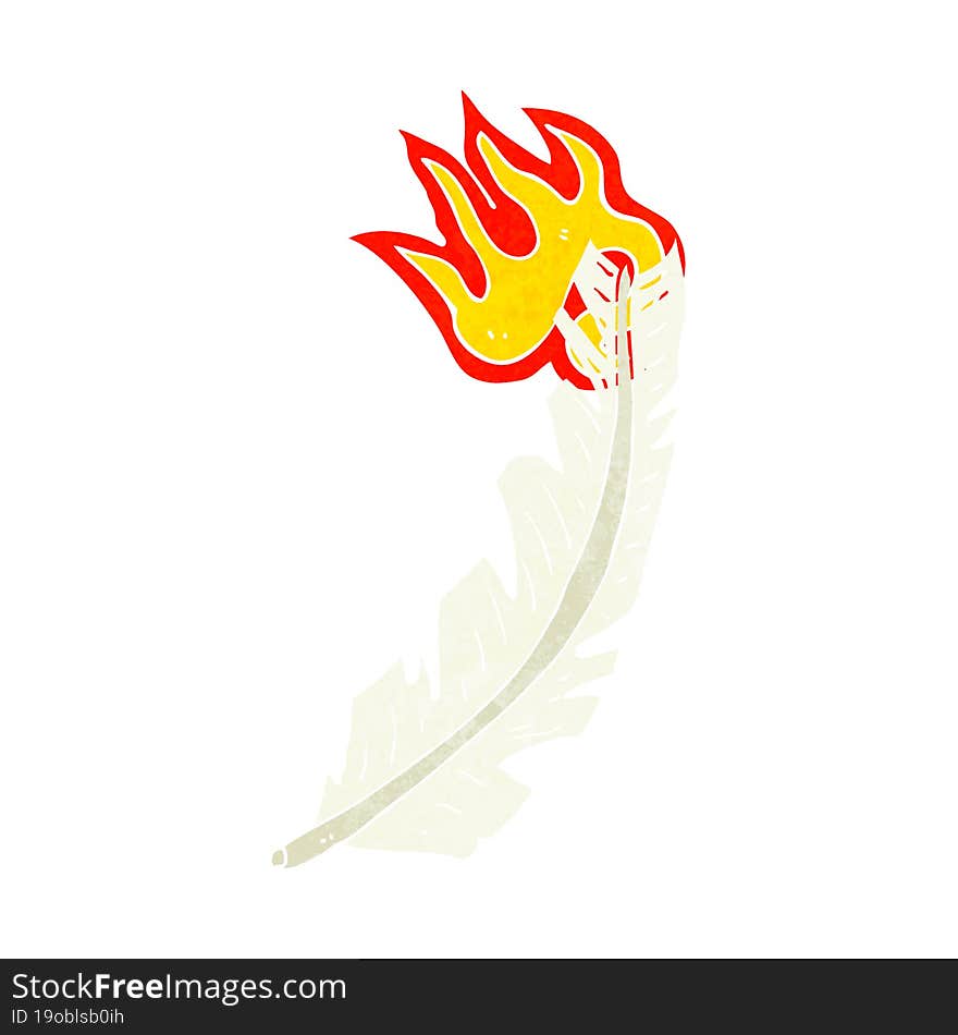 cartoon burning feather