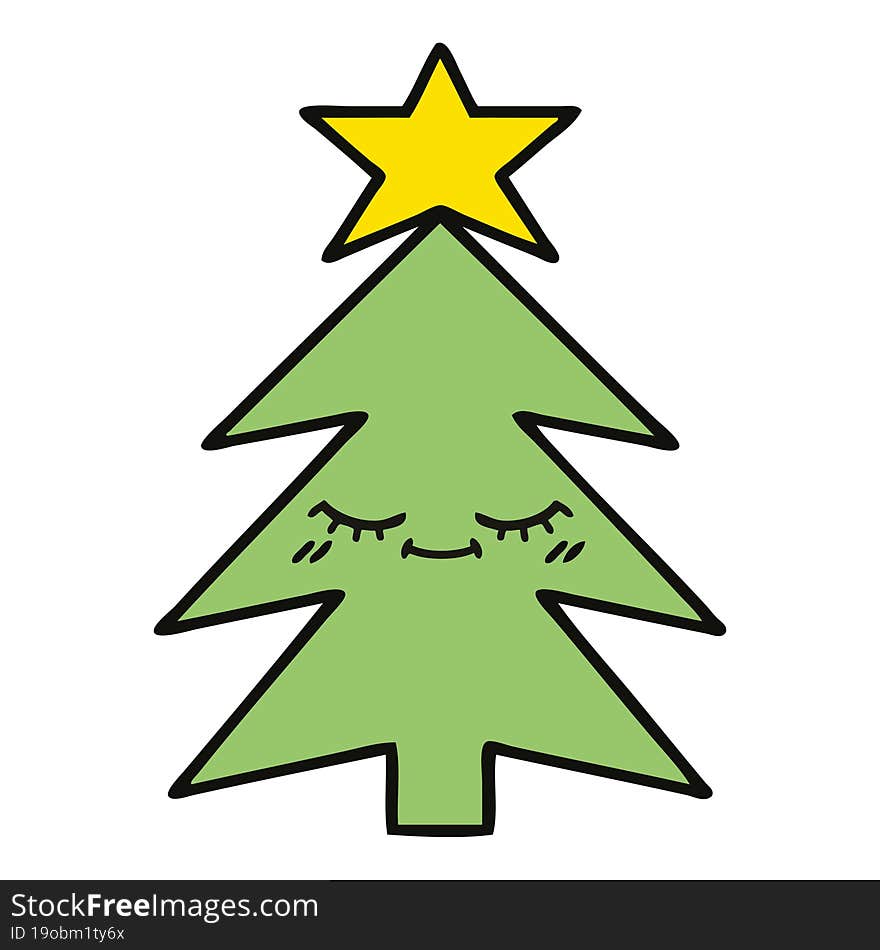 cute cartoon of a christmas tree. cute cartoon of a christmas tree