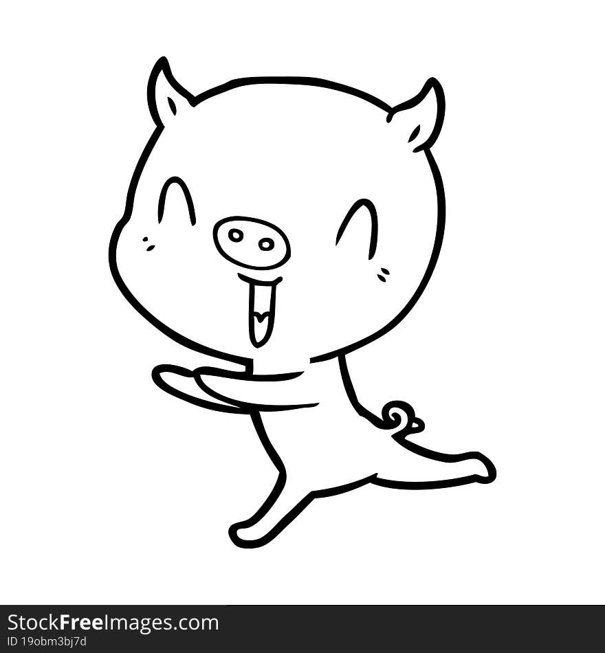 happy cartoon pig running. happy cartoon pig running