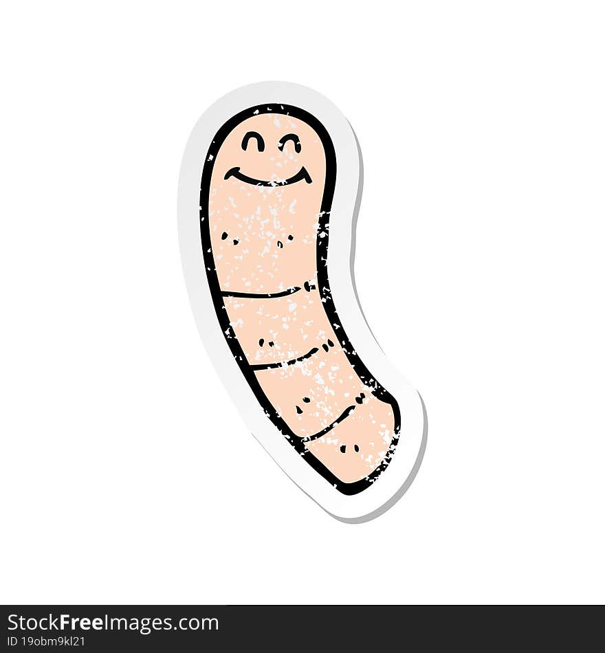 retro distressed sticker of a cartoon worm