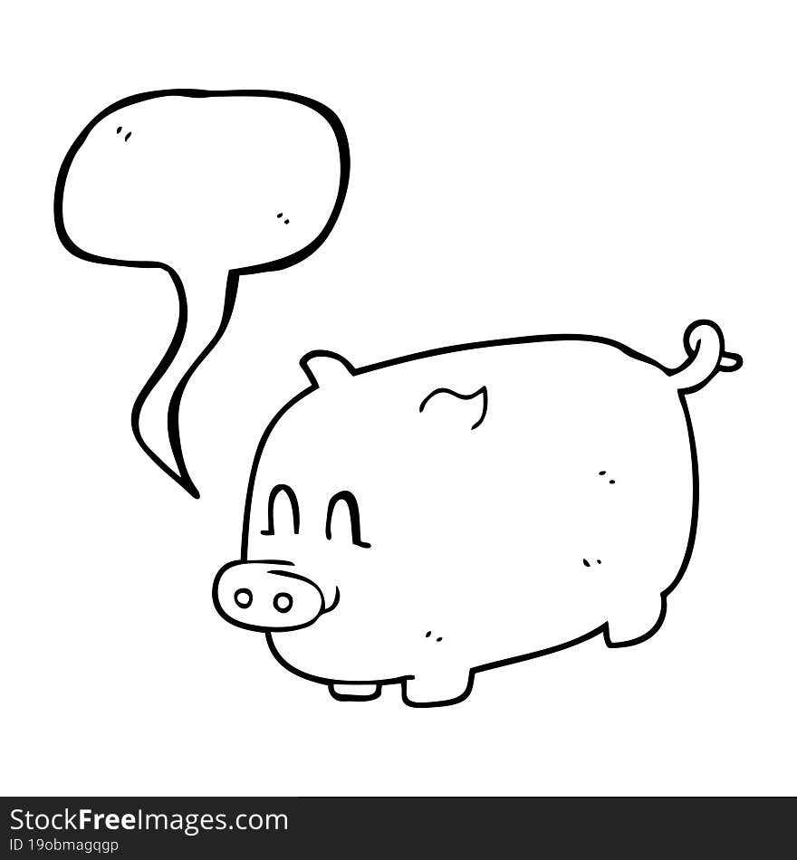 freehand drawn speech bubble cartoon pig