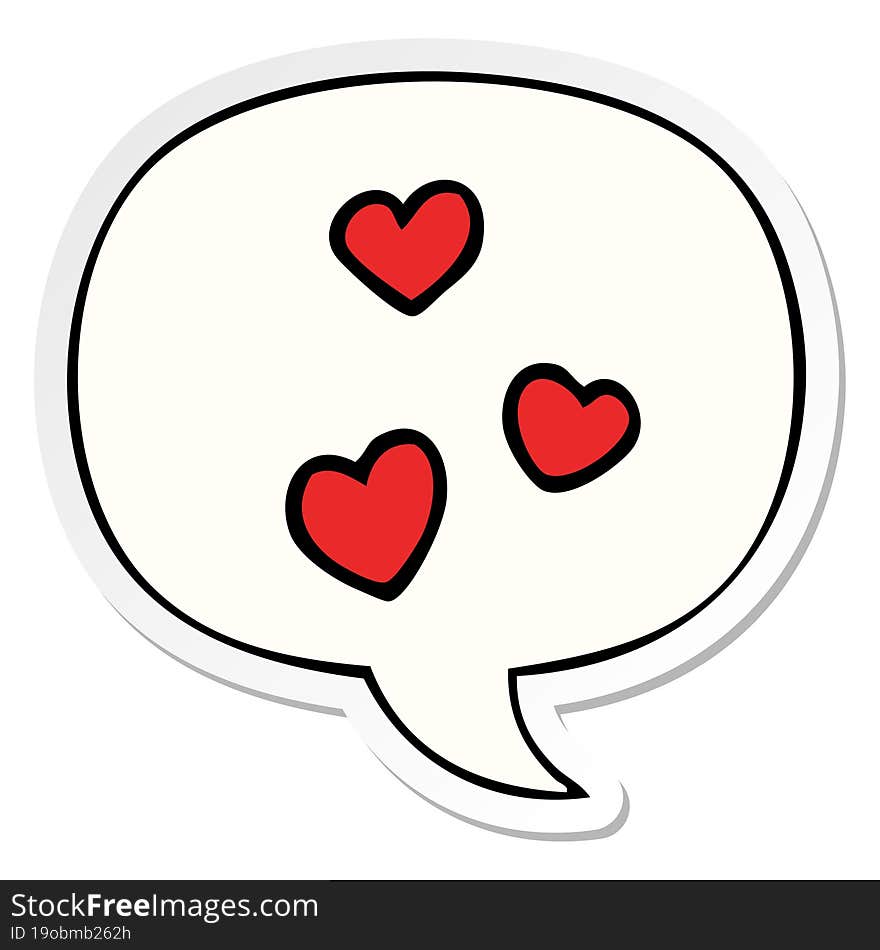 cartoon love heart and speech bubble sticker