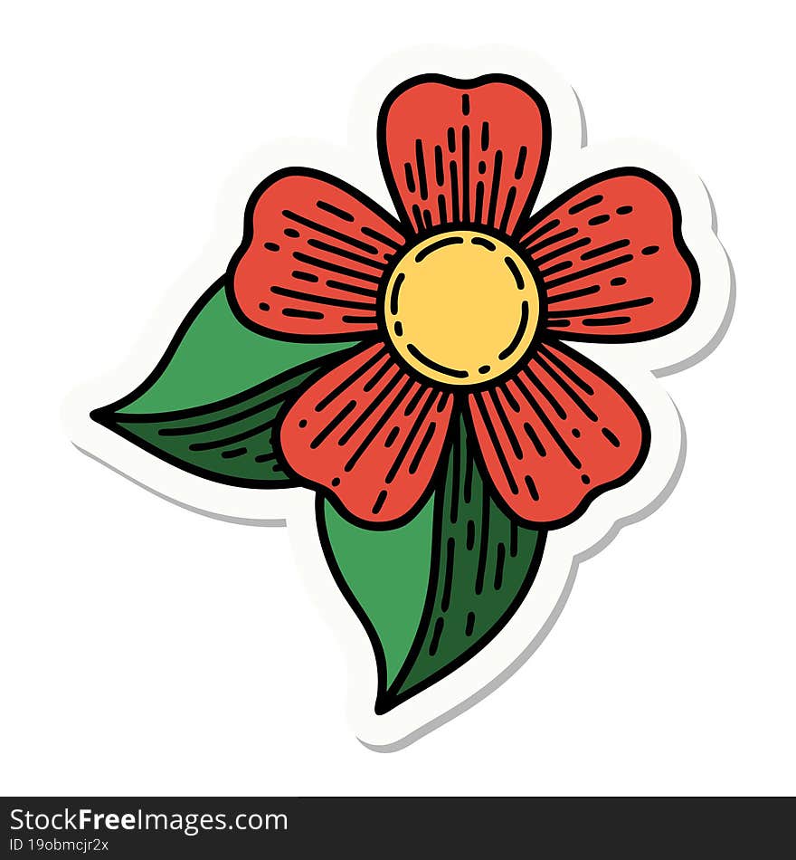 Tattoo Style Sticker Of A Flower