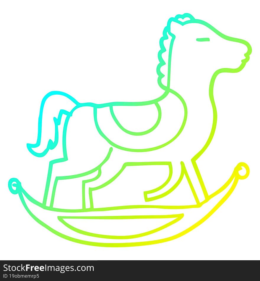 cold gradient line drawing cartoon rocking horse