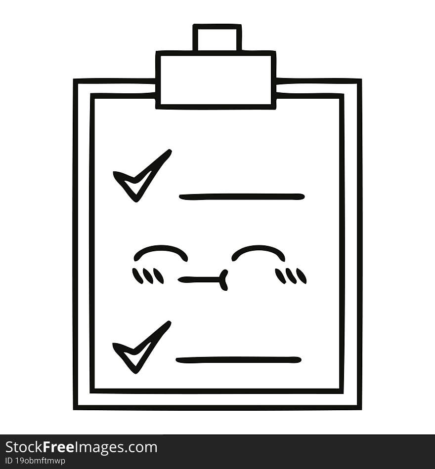 line drawing cartoon of a check list