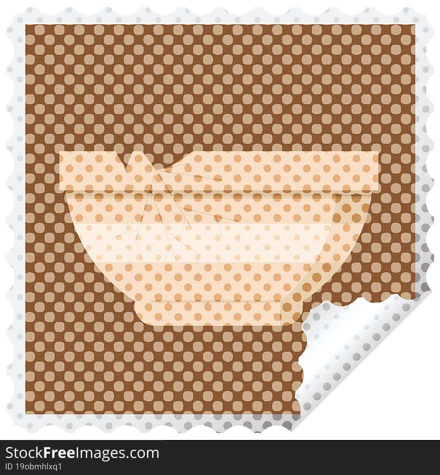 cracked bowl graphic square sticker stamp. cracked bowl graphic square sticker stamp