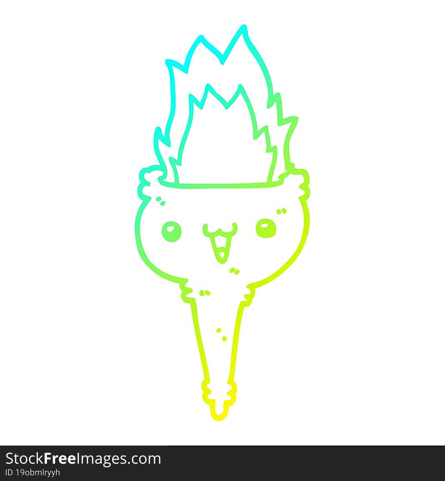 cold gradient line drawing cartoon flaming chalice