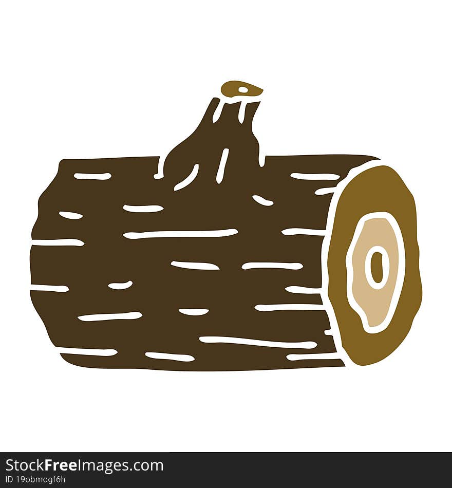 quirky hand drawn cartoon wooden log