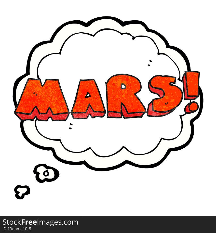 Thought Bubble Textured Cartoon Mars Text Symbol