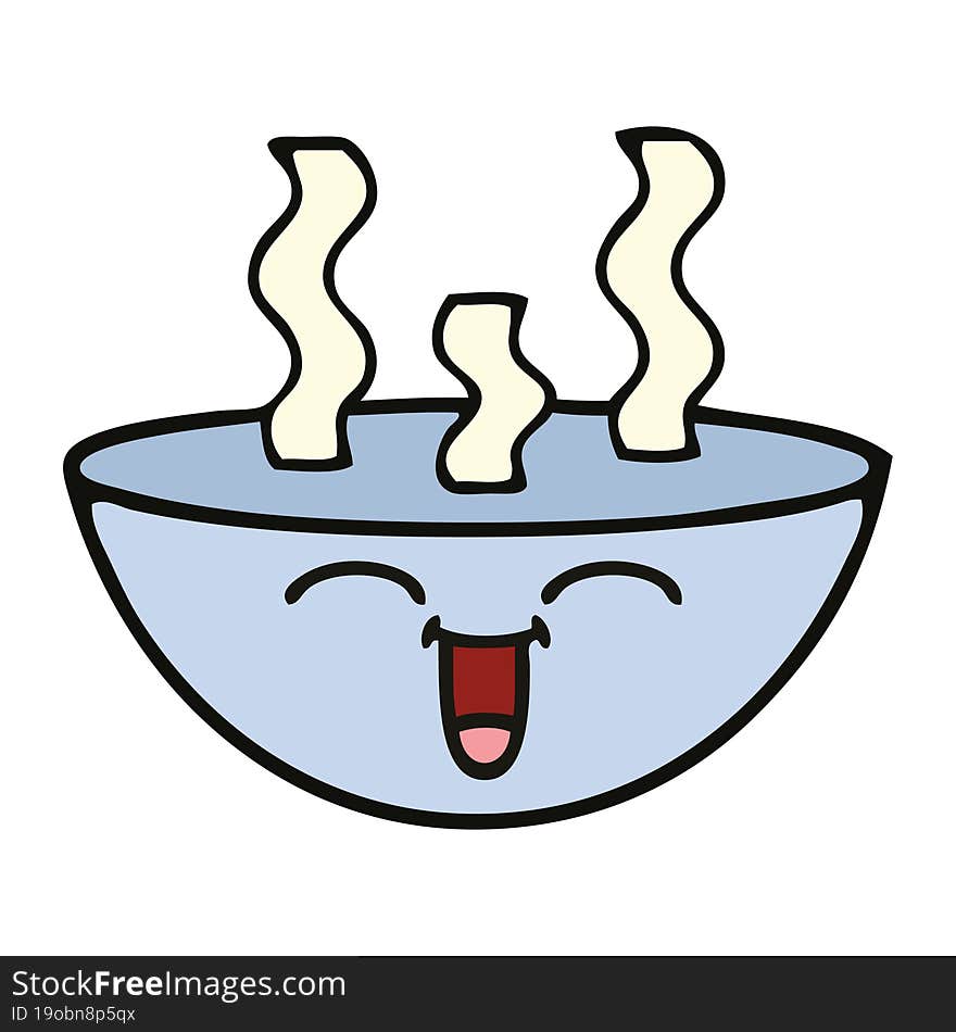 cute cartoon bowl of hot soup