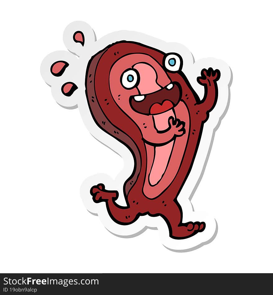 sticker of a meat cartoon character