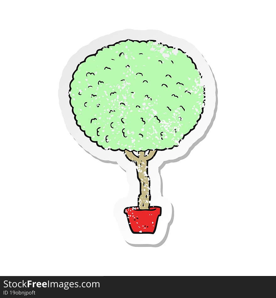 Retro Distressed Sticker Of A Cartoon Tree