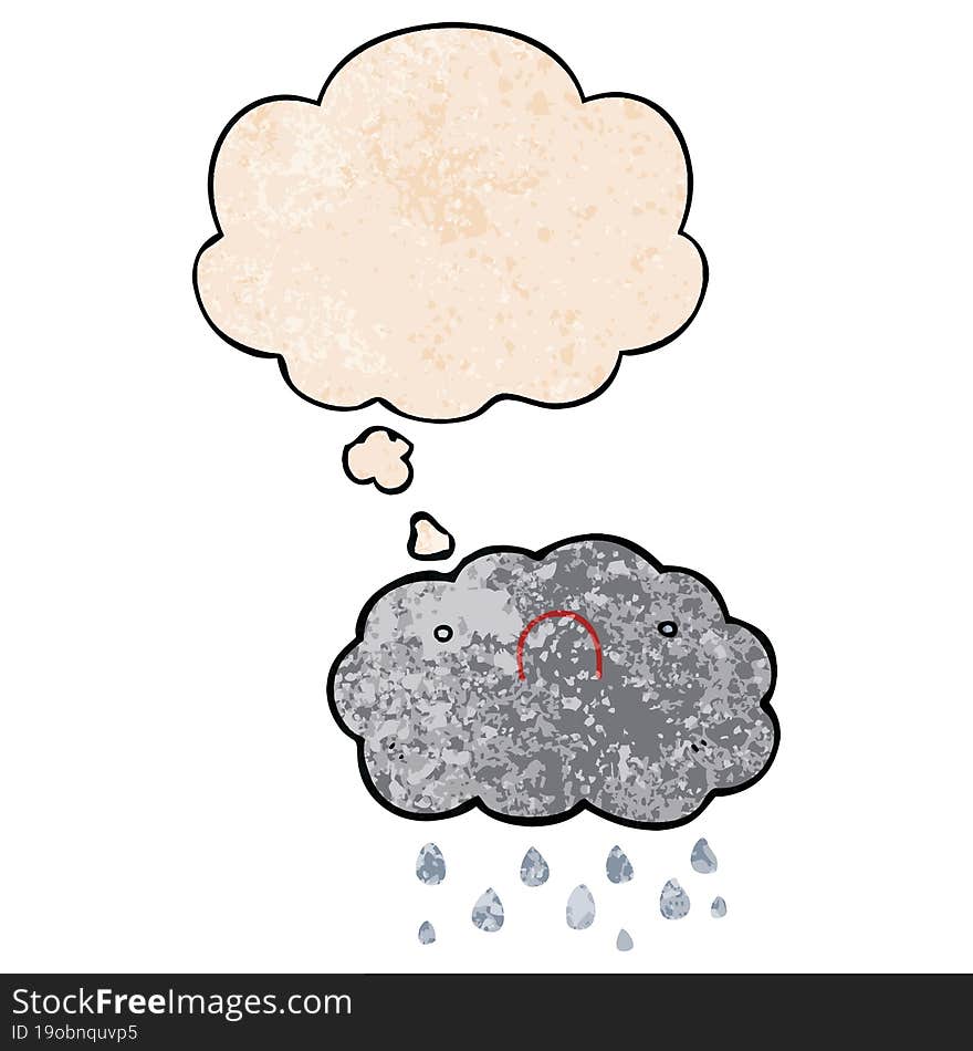 cute cartoon cloud and thought bubble in grunge texture pattern style