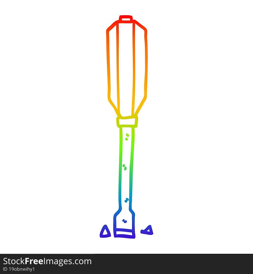 rainbow gradient line drawing cartoon screwdriver