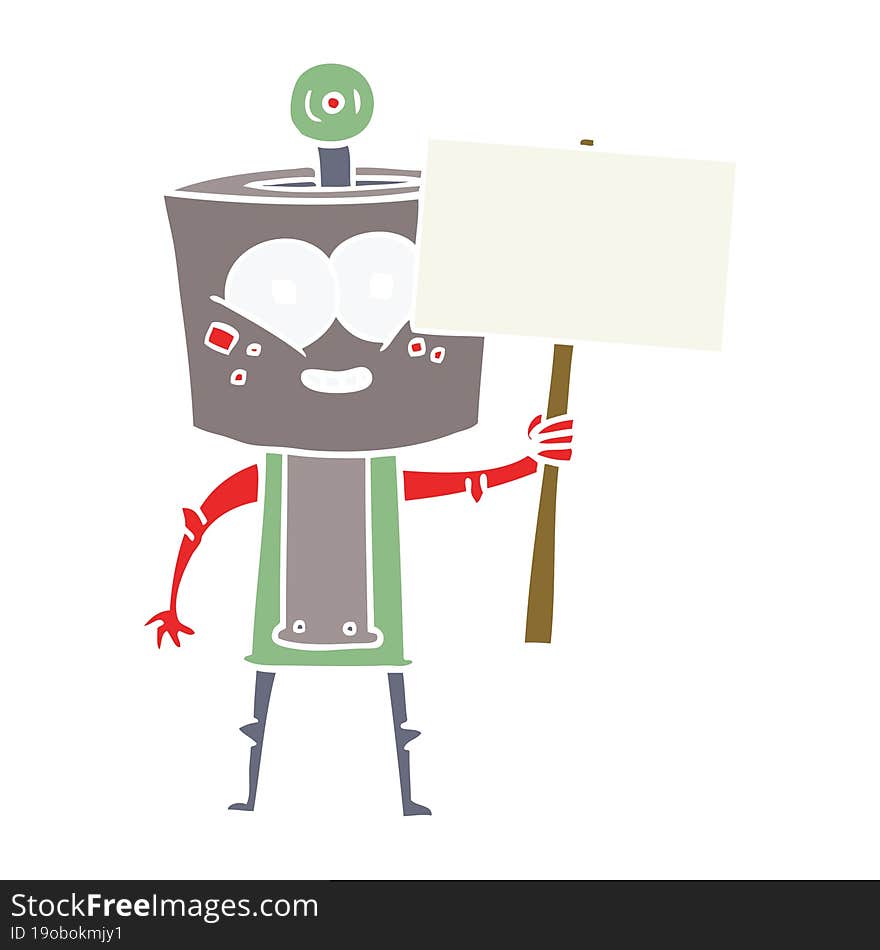 happy flat color style cartoon robot