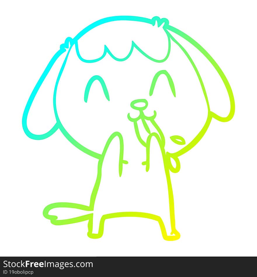 Cold Gradient Line Drawing Cute Cartoon Dog