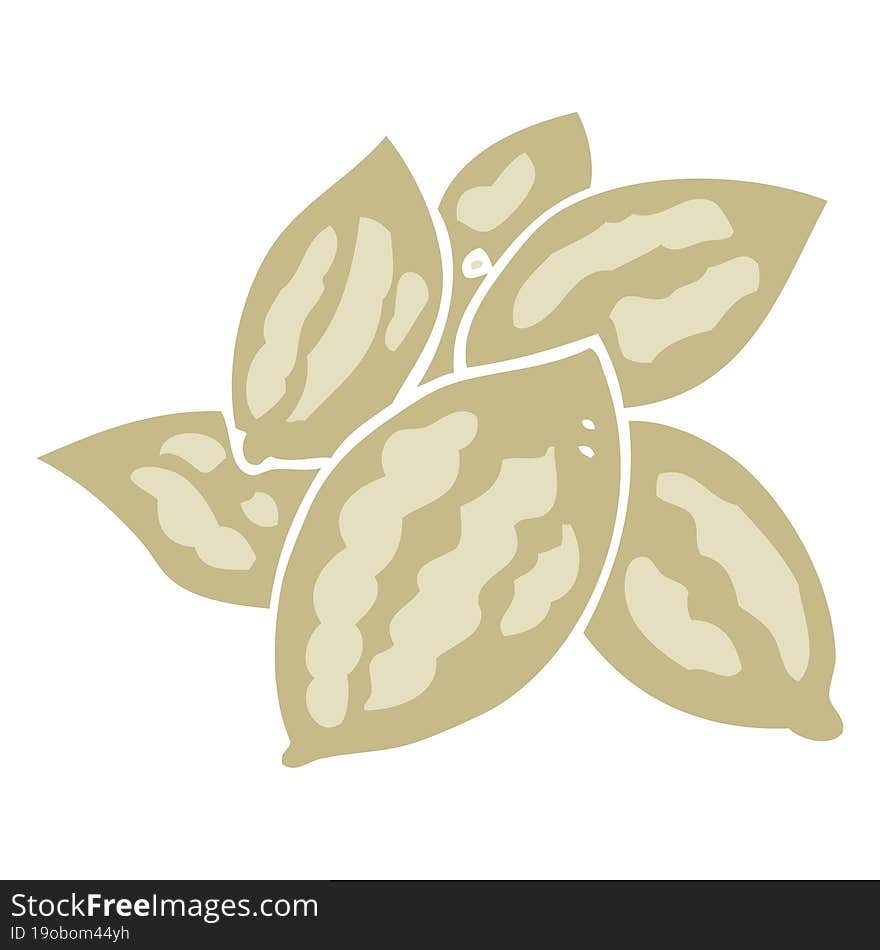 flat color illustration of almonds. flat color illustration of almonds