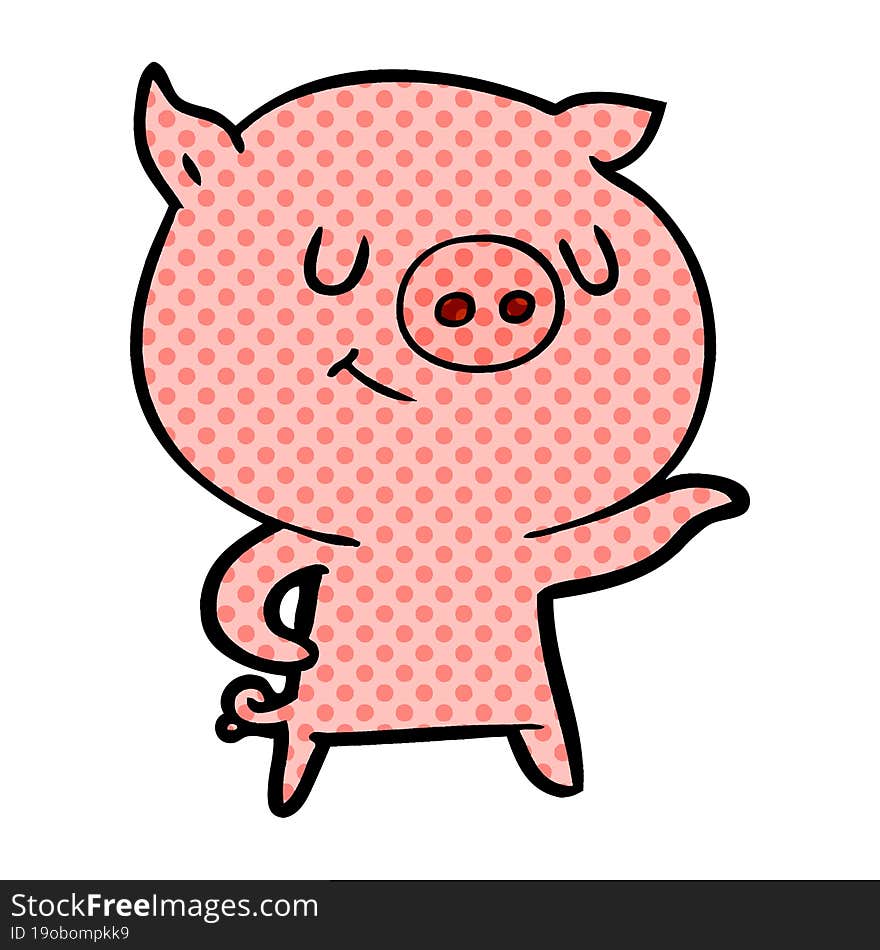 happy cartoon pig. happy cartoon pig