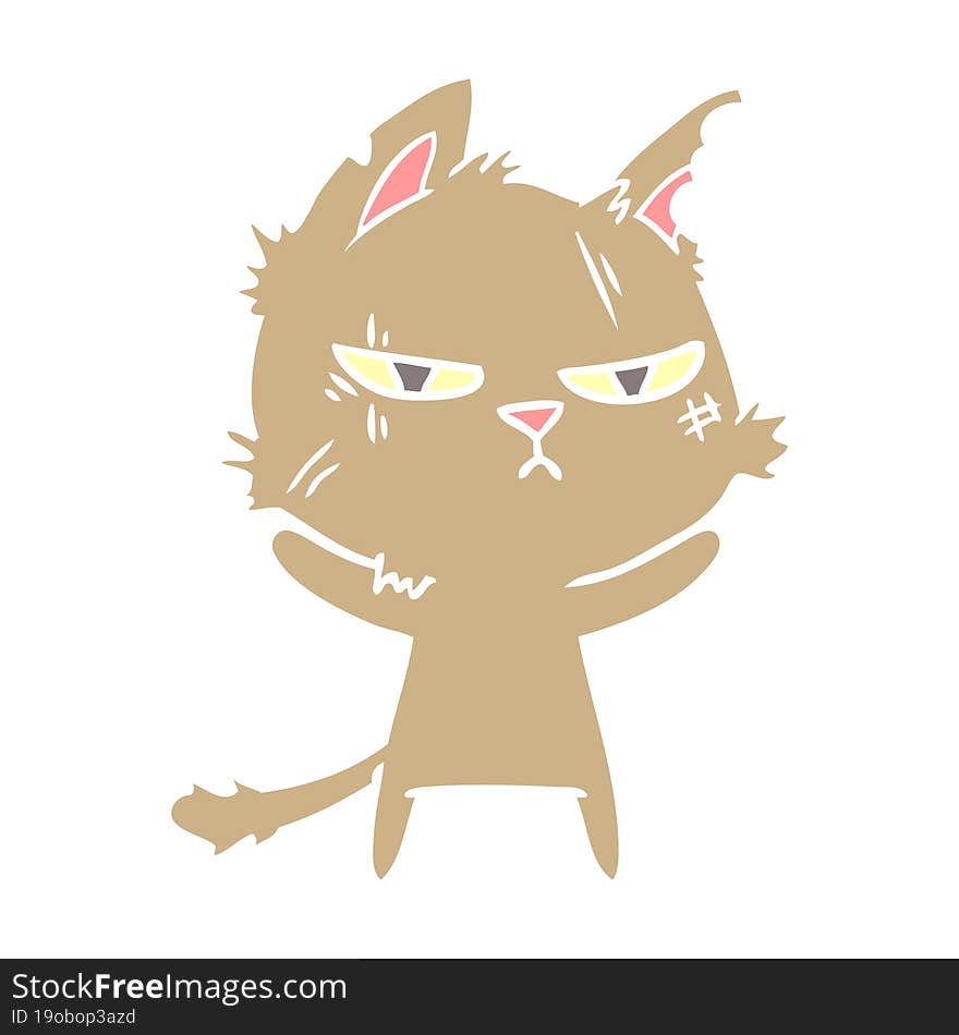 tough flat color style cartoon cat