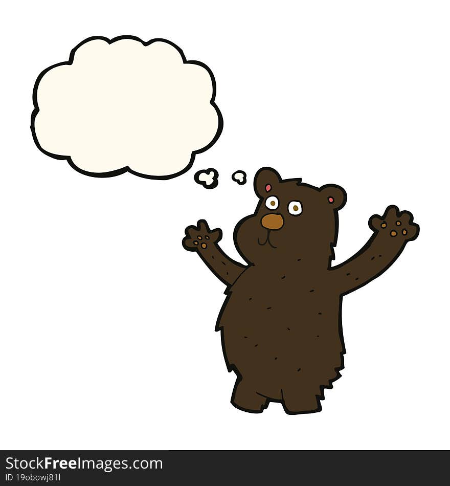 Cartoon Funny Black Bear With Thought Bubble