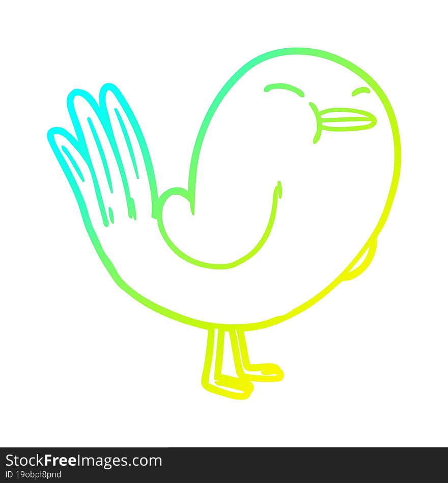 cold gradient line drawing cartoon bird