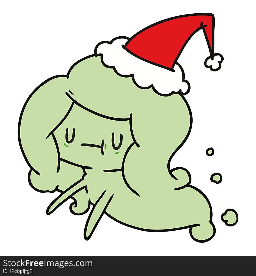 christmas cartoon of kawaii ghost