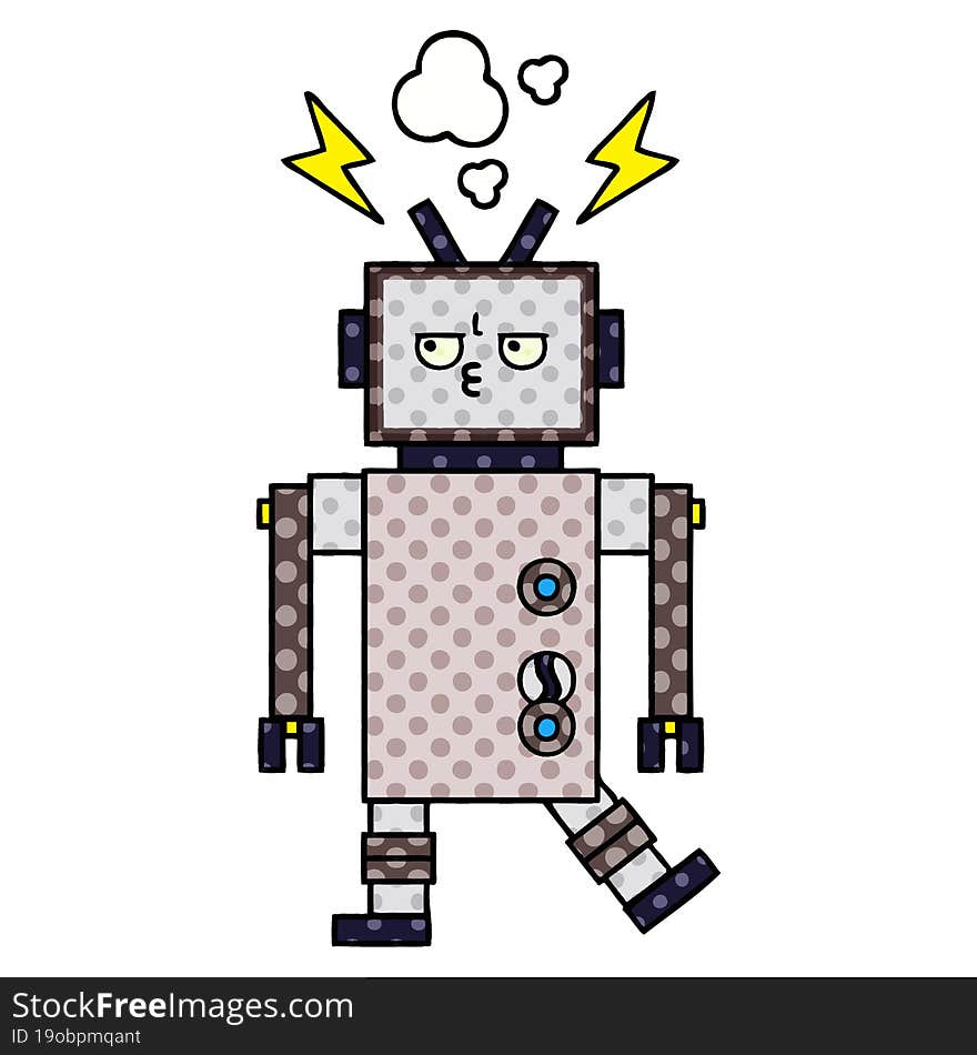 comic book style cartoon of a robot