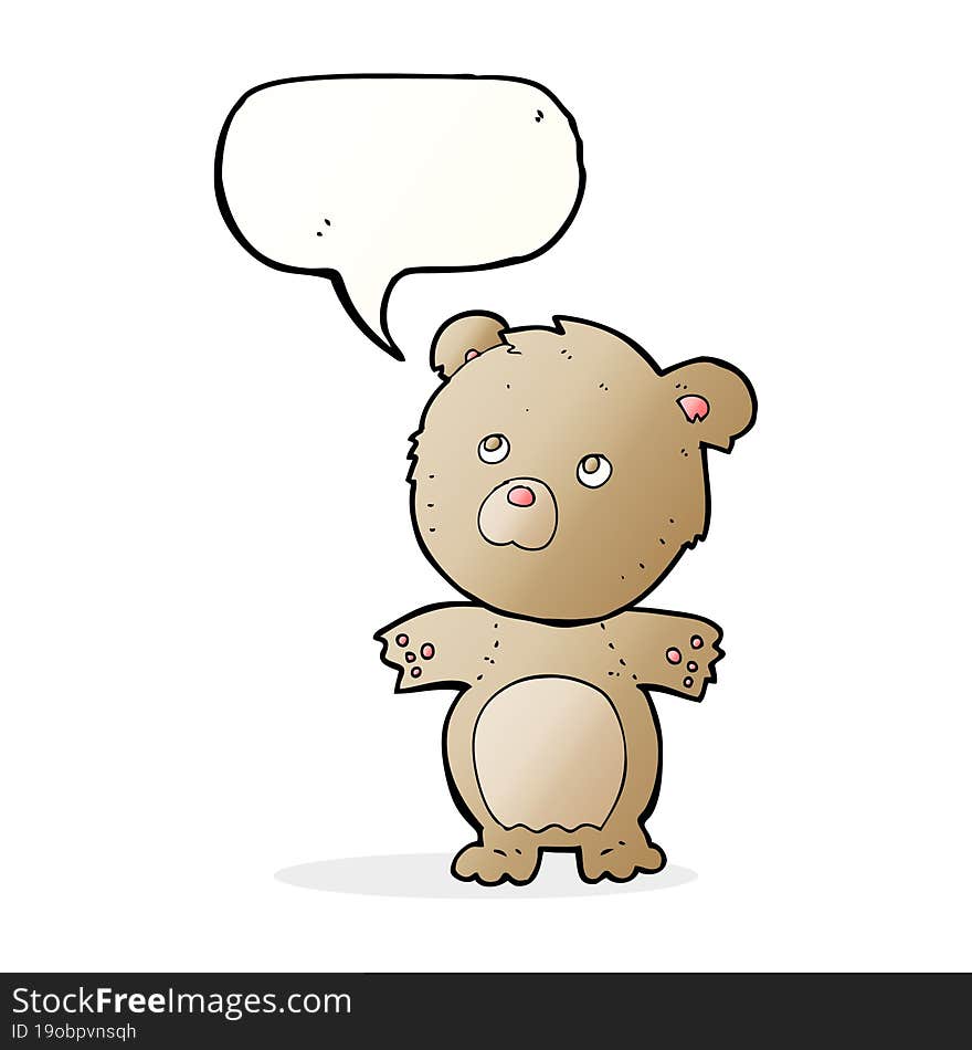 cartoon funny teddy bear with speech bubble