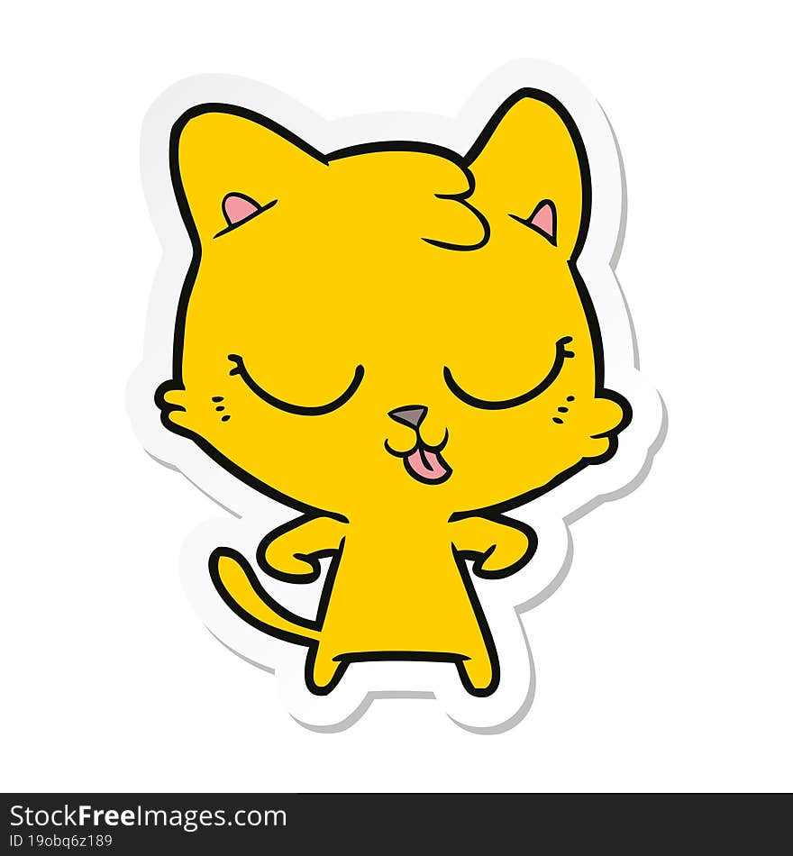 sticker of a happy cartoon cat