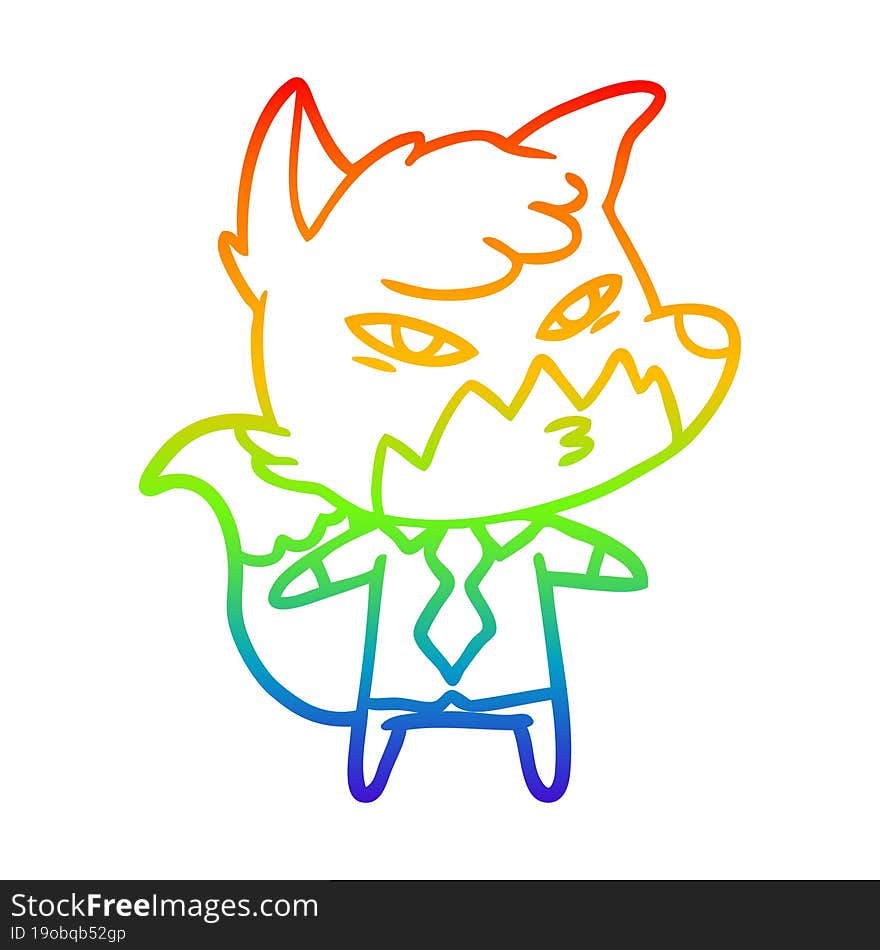 rainbow gradient line drawing clever cartoon fox